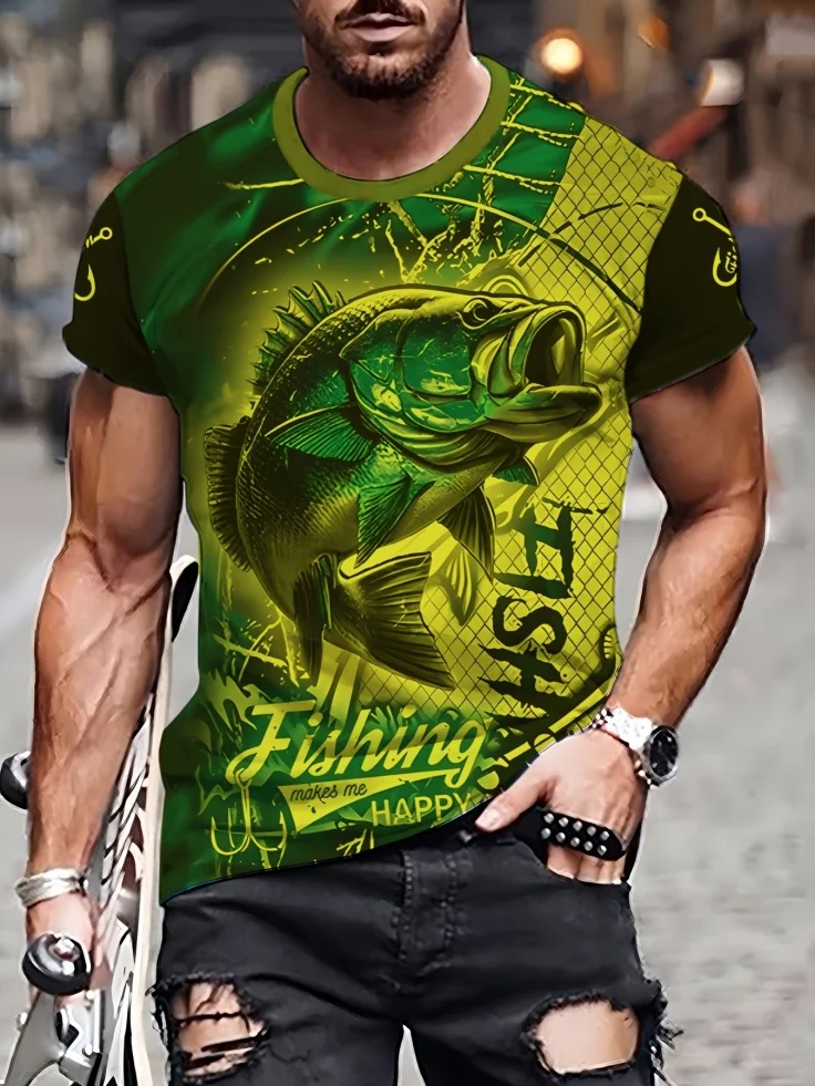 Kaos Pria 3D Motif Ikan, Kaos  - 3D Printing Maket ulasan dan harga