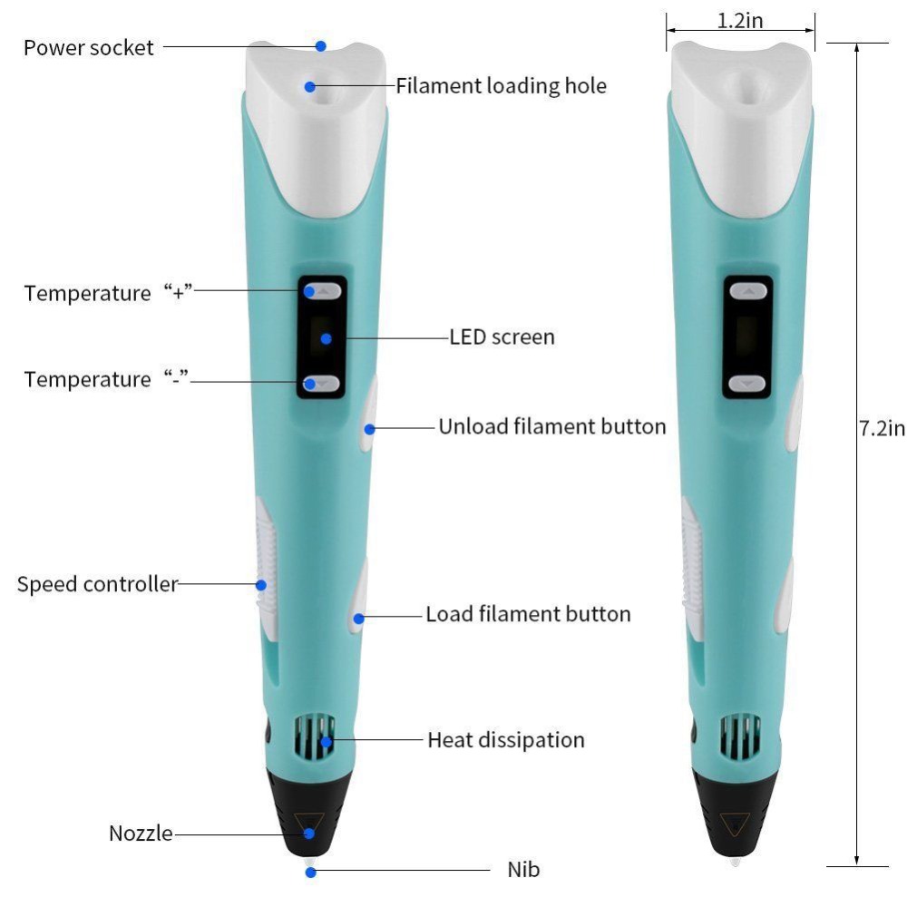 Dikale 3D Pena LED Layar DIY 3 - 3D Printing Pen For Kids ulasan dan harga